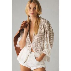NWOT Anthropologie Victorian sheer-lace blouse